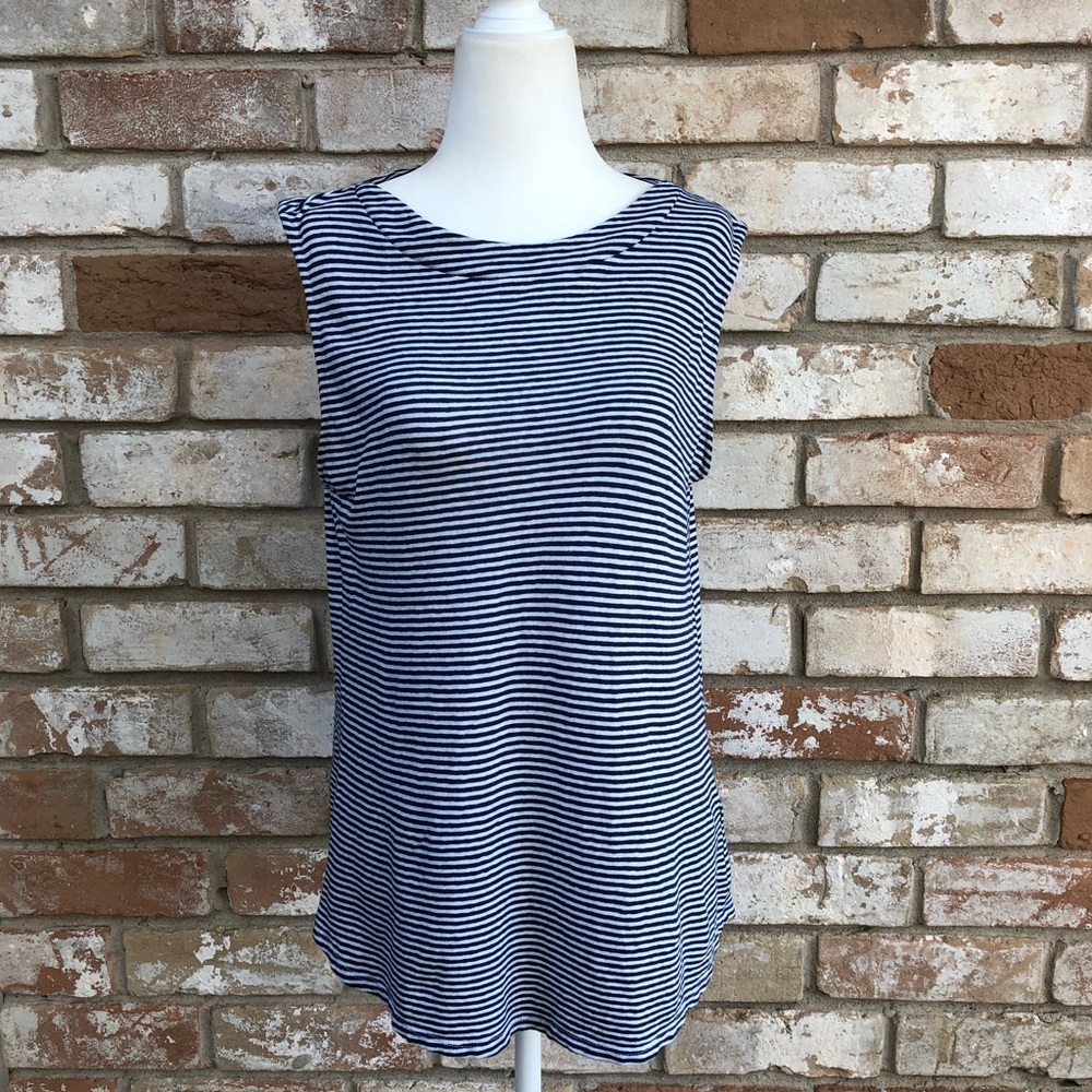 Vineyard Vines Linen & Cotton Sleeveless Shirt - Nautical Stripes - Size Small